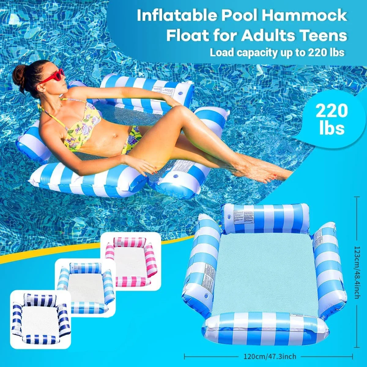 Inflatable Swimming Beds-Ultra-Portable,Durable,Comfortable Floating Loungers for Pool Party&Beach Relaxe- Water Fun&Sunbathing