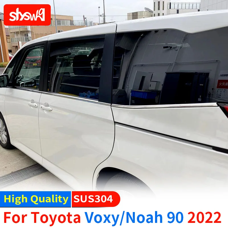 8 Pcs Stainless Steel Exterior Parts For Toyota Voxy 90 2022 Noah 2023 Decorative Car Window Sill Trim Sticker Cover New Styling