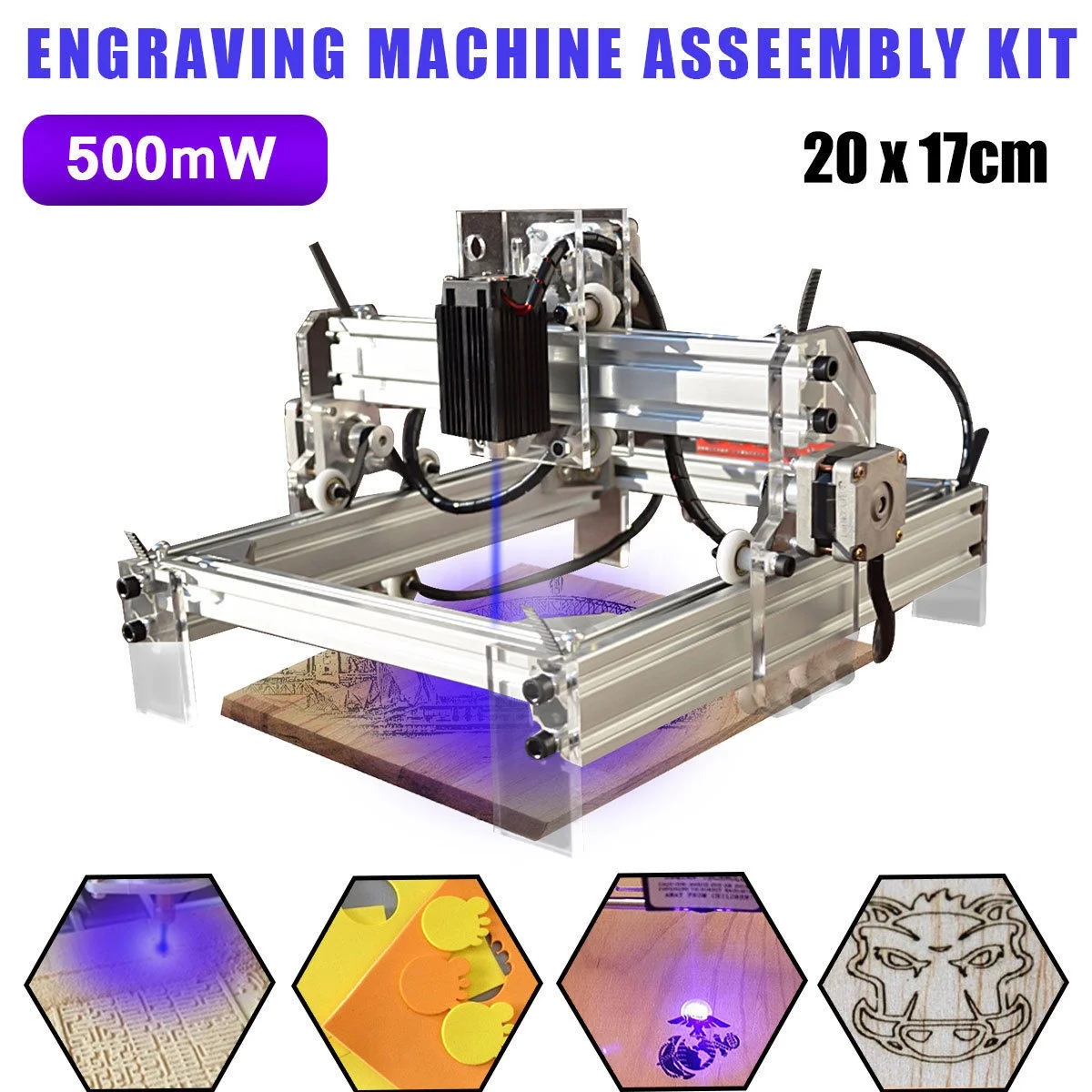 220V 3 Axis 20x17cm USB CNC Laser Engraver Marking Machine Mini Wood Cutter DIY