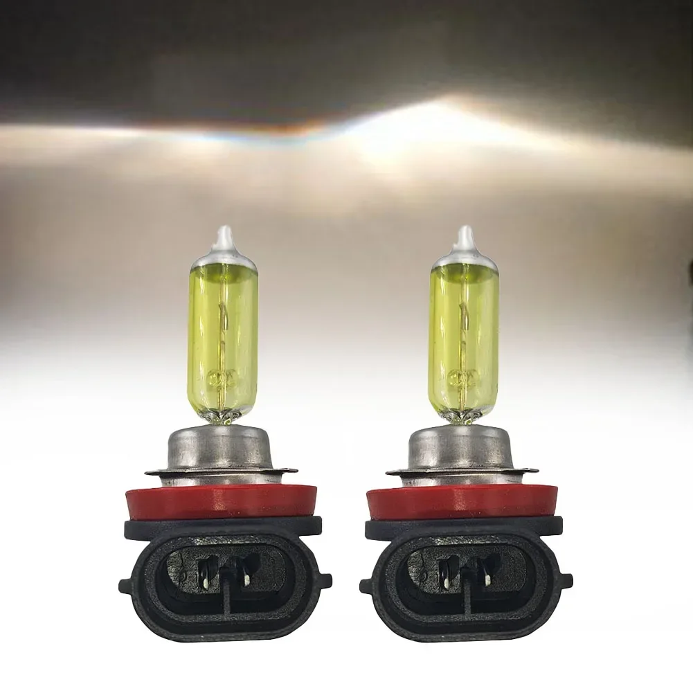 2pcs Yellow/white 100W/55W H11 H8 H9 12V-24V DC Halogen Bulb High Beam Headlight Daytime Running Light Aluminum Alloy Car Lights