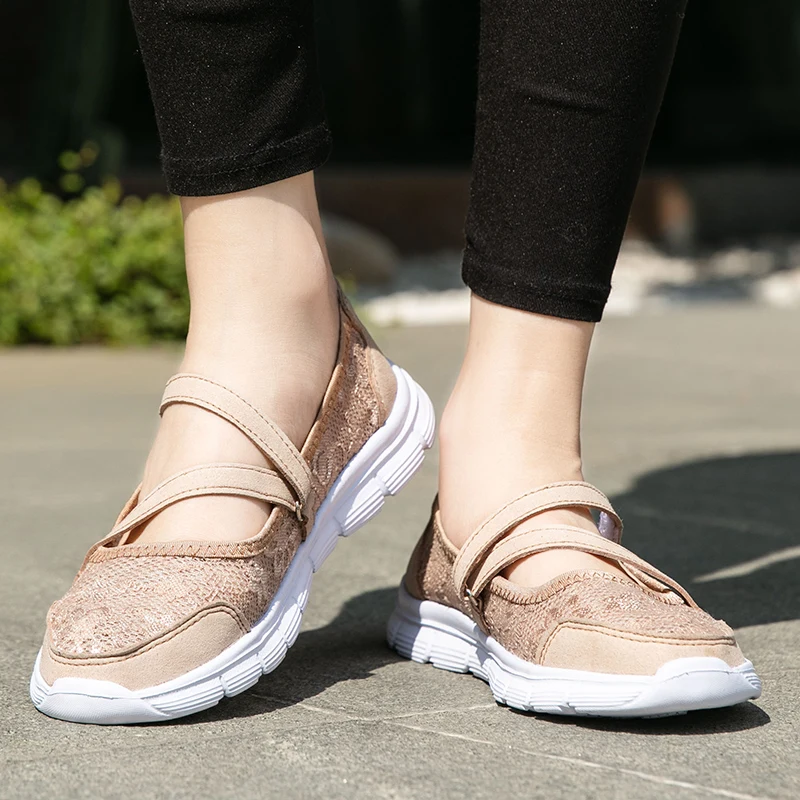 STRONGSHEN Women Flats Casual Shoes Summer Ladies Fashion Mesh Hook Loop Walk Shoes Women Breathable Sneakers Zapatos De Muje