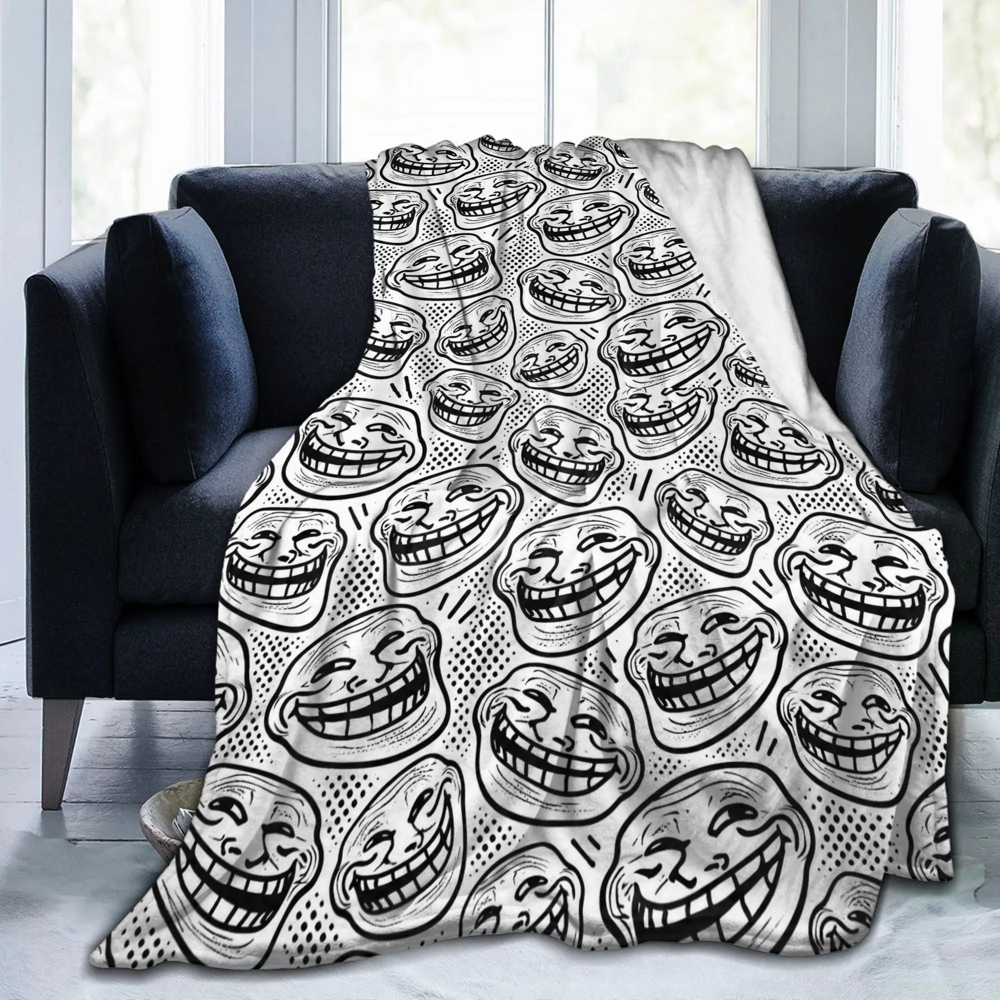 Rage Comic Trollfac Trunk Funny Anime Flannel Blanket  Warm Soft Throw Blanket for Couch Bed Fluffy Bedspread Sofa Bed Cover