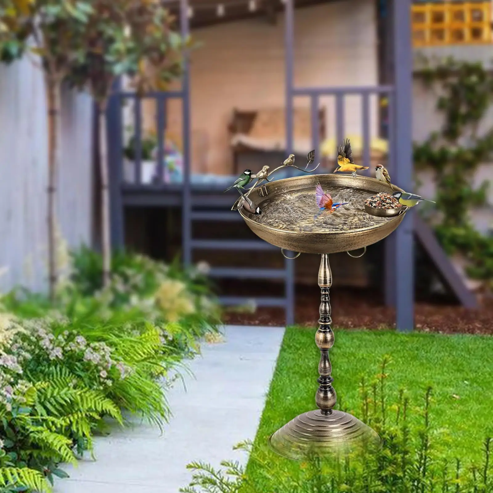 

Bird Bath Birdfeeder 26 inch Garden Decor Pedestal Stable Gifts Metal Bird Feeder Birds Baths Feeder Bowl for Garden Outdoors