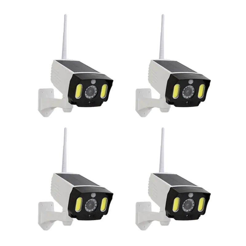 BAAR-4X Solar Motion Sensor Light,Dummy Camera Waterproof Fake Camera Outdoor Indoor Street Spotlight Lamp,COB
