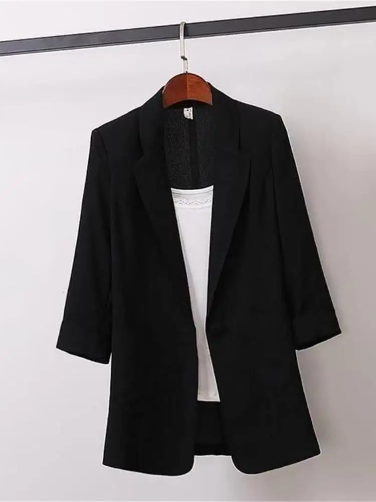 

Корейский женский повседневный приталенный короткий пиджак/жакет для весны и осени, универсальный, больших размеров, с длинными рукавами, удлиненное пальто