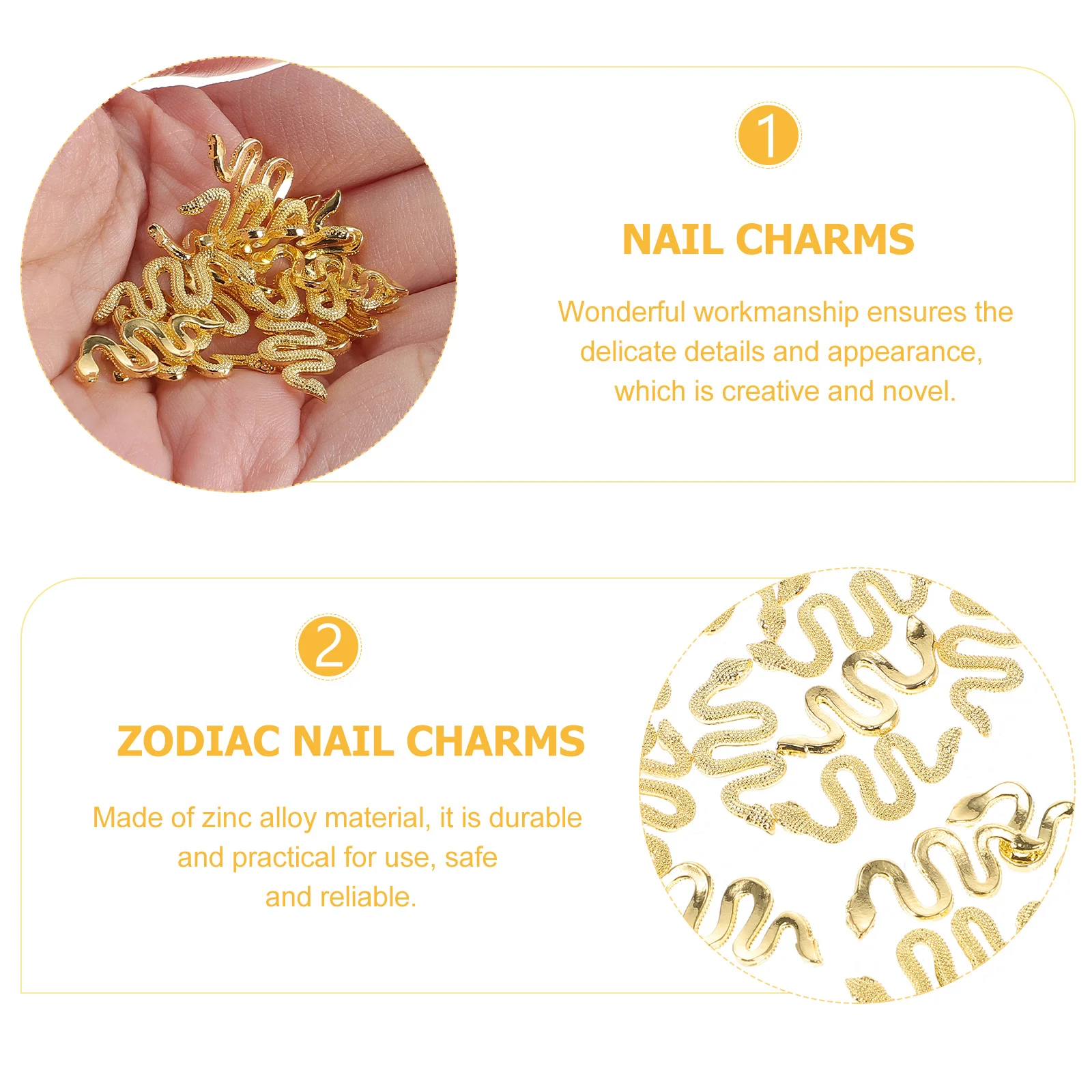 

50 Pcs Snake Nail Charms Bulk for Dangle Trendy Jewelry Accessories Decoration