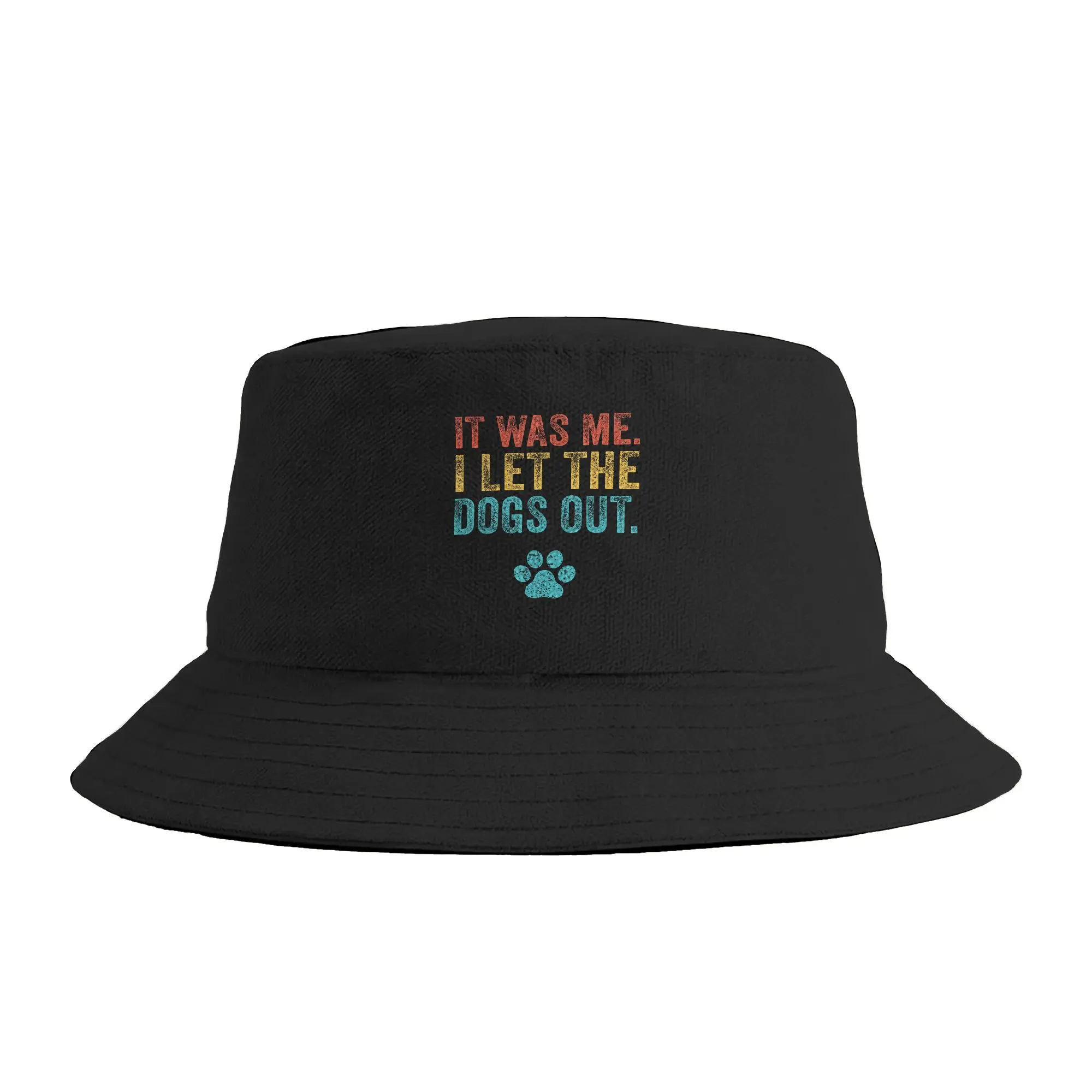 Funny It Was Me I Let The Dogs Out Vintage Retro Dog Lover Bucket Hat  Outdoor Fisherman Caps For Couple Vintage Hunting Hats