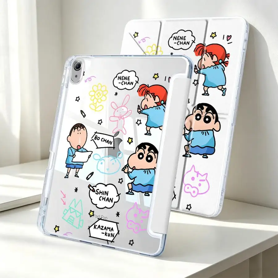 Tablet Case For Samsung Galaxy Tab A8 S10 Lite S8 A9 Plus S9 Plus S7 FE A11 With Pen Slot Cover Cool Crayon Shin Chan