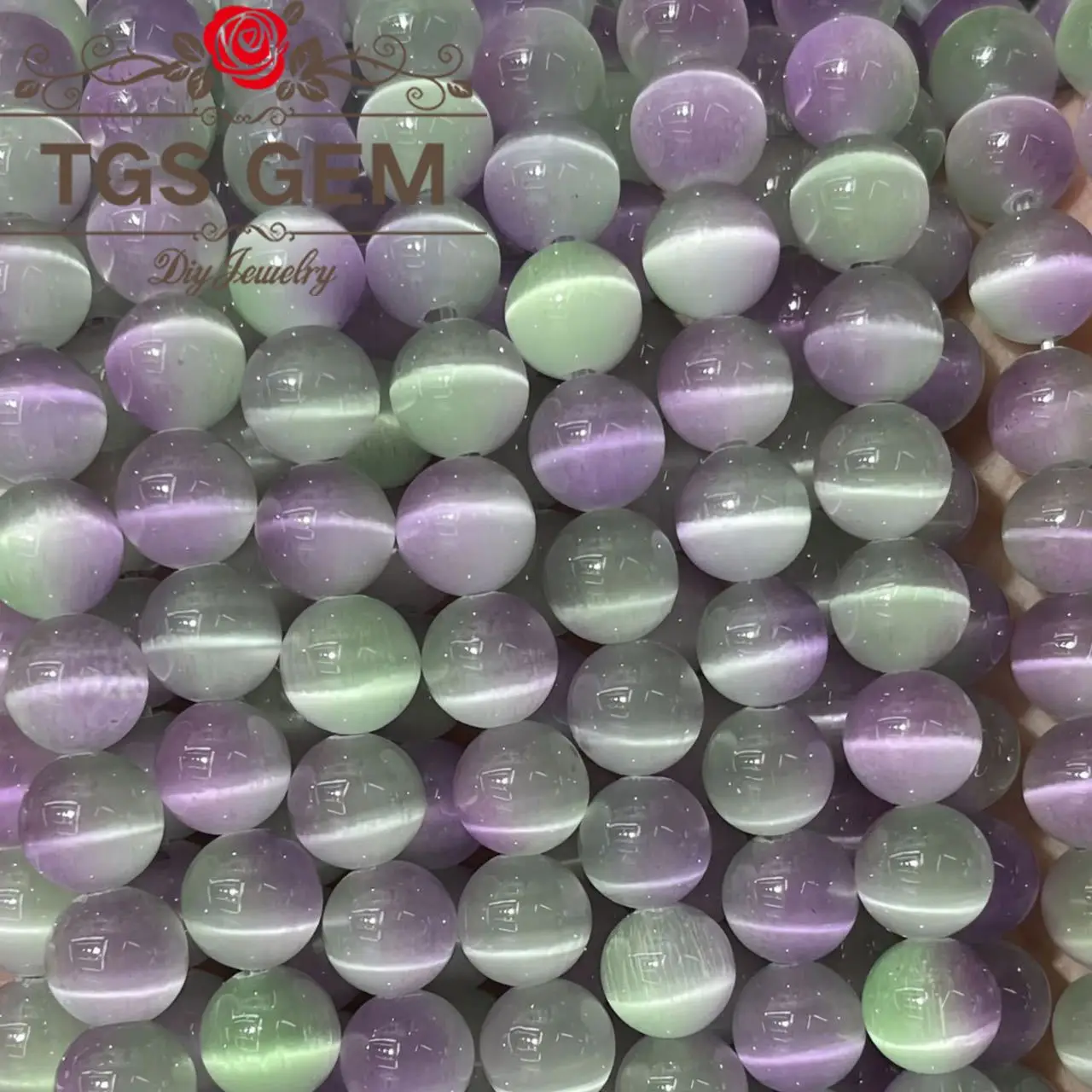 

Factory AAA Gradient Light Purple Green Cat Eye Angel Eye Stone Natural Stone Moon Stone Mermaid Bead DIY Loose Bead Accessories