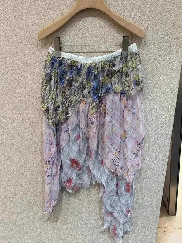 Jupe mi-longue amincissante taille haute, couleur tendance, ourlet irrégulier, imprimé Floral, Busin décontracté pour jeunes femmes