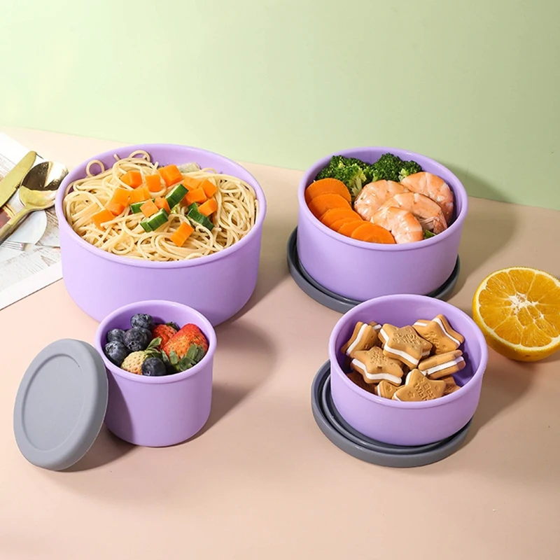 Silicone Food Storage Containers With Lids Leak Proof Space Saving Reusable Meal Prep Airtight Containers For Kitchen