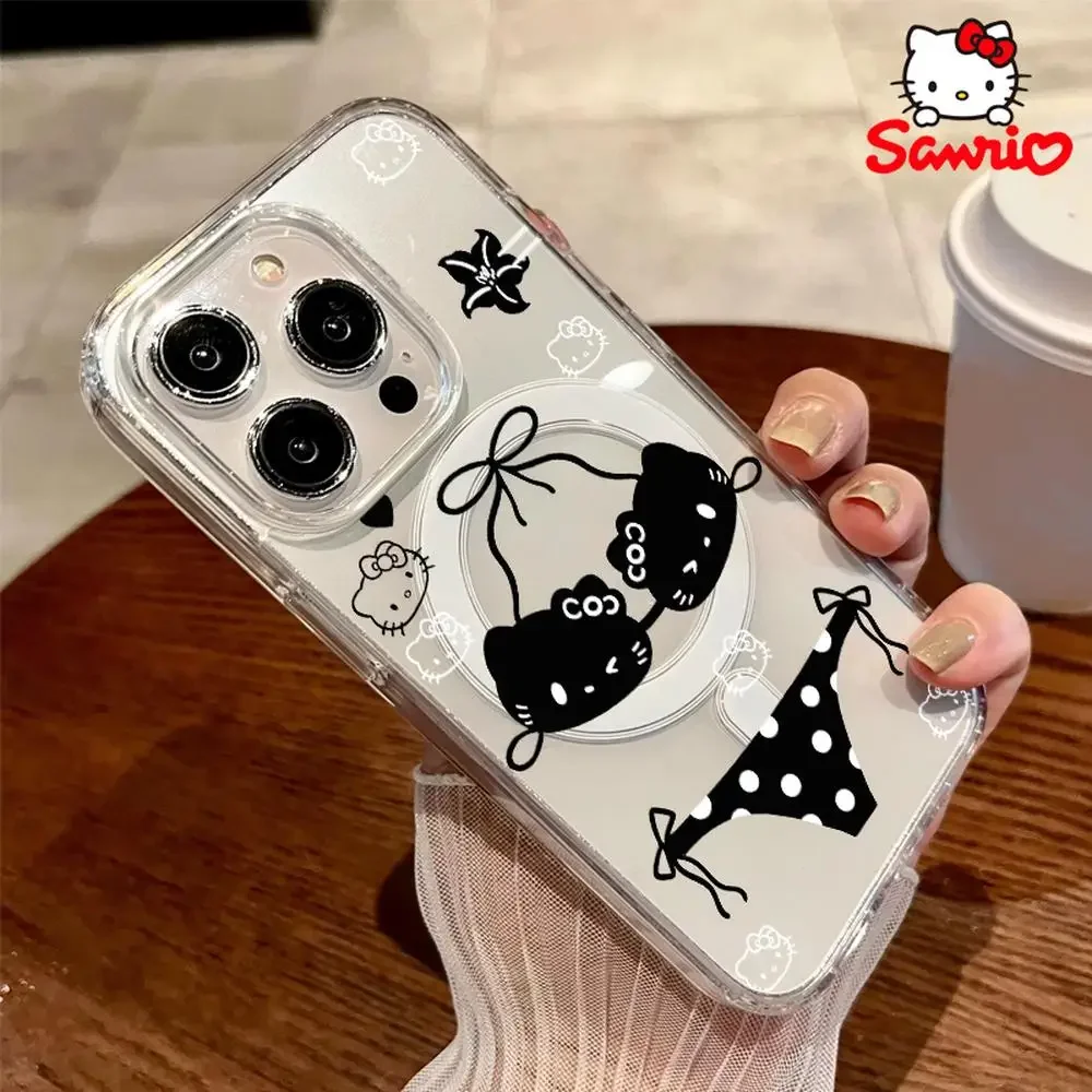 مرحبا كيتي جراب هاتف منع السقوط آيفون 16/15/14/13/12/11 فتاة جراب هاتف مرحبا كيتي الإكسسوارات 2025 جديد