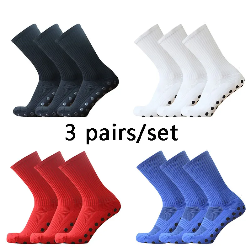 3pairs New Hexagonal Silicone Non-slip Grip Football Socks Breathable Men Women Sports Soccer Socks