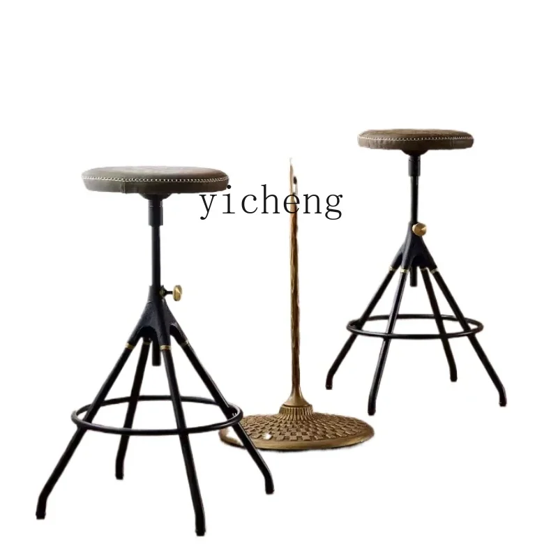oak backrest cast iron wrought iron microfiber leather leather bar chair industrial style retro old lifting bar chair