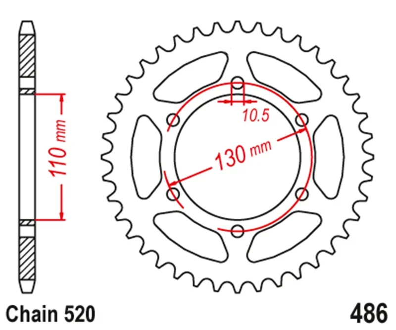 520 Motorcycle Rear Sprocket For Kawasaki EX500 Ninja 500R 06-09 EX250 EX250R Ninja 250R 88-12 ER500 ER-5 97-06