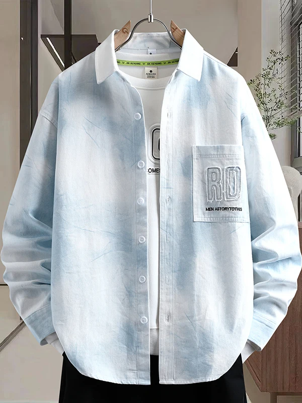 

Retro Denim irt Men's Long Sve Loose Casual Simple Sle Jaet Outerwear Cotton Breathable Comfortable Non-deformable