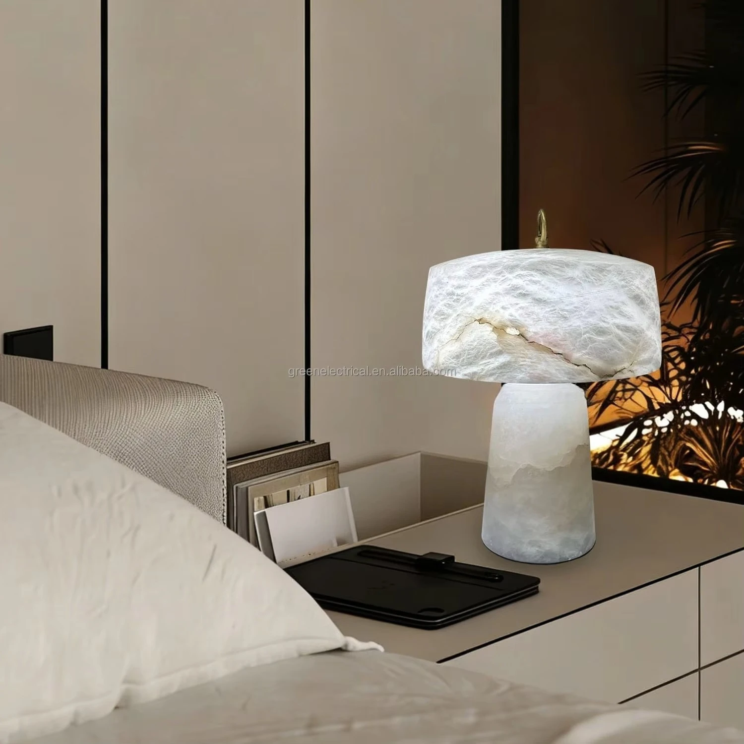 Modern Spanish Marble Table Lamp High-End Designer Style Custom Dome Study Living Room DC Battery Power Supply