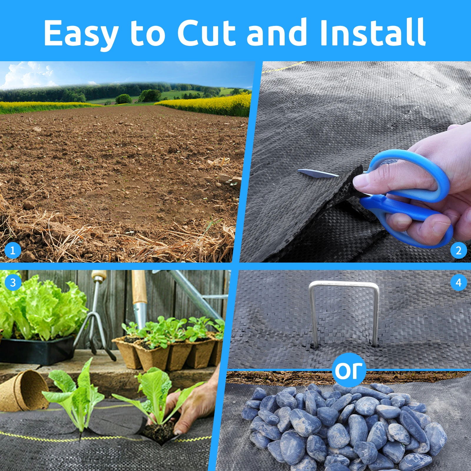 2025Hot Sale Weed Control Agriculture Fabric Anti-Weed Grass Plastic Mesh 4FT*300FT 70g