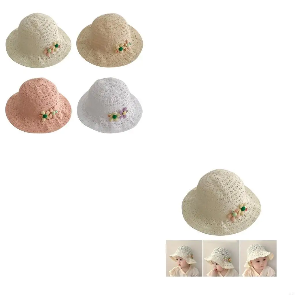 

2024 Baby Hat Summer Sun Protections Bucket Caps Girls Flower Decors Bonnet 425F