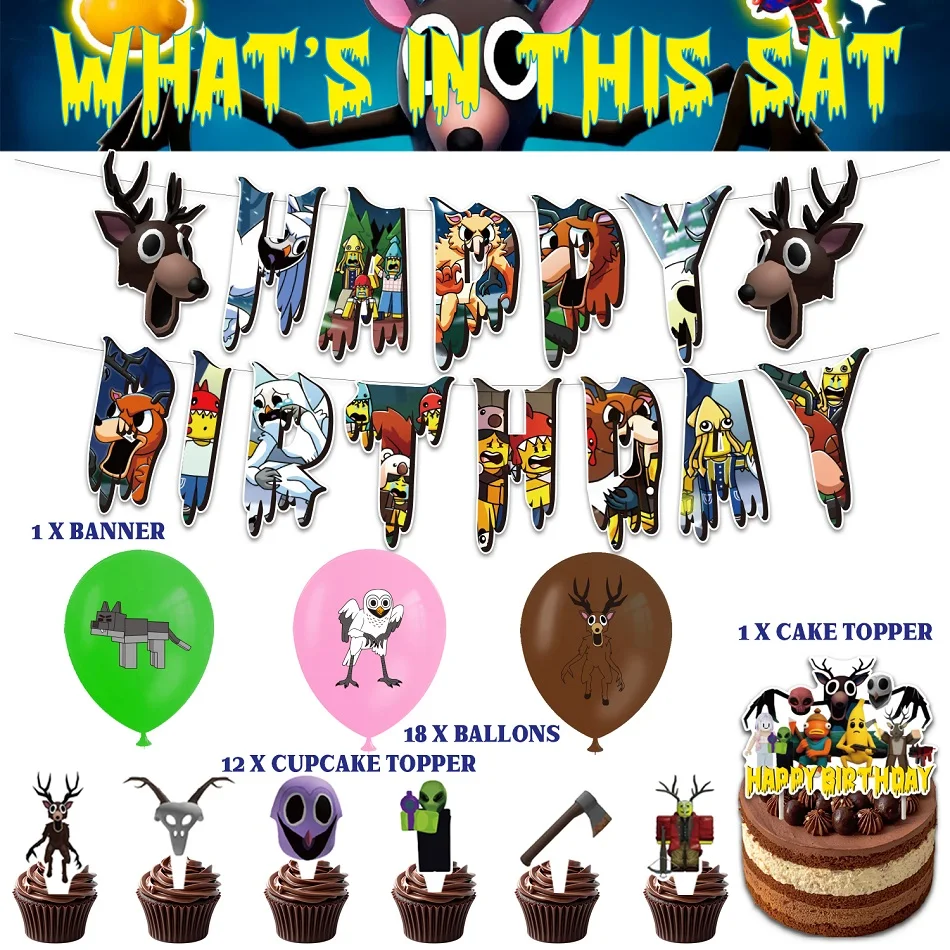 99 ليلة في الغابة عيد الهالوين عيد ميلاد موضوع حفلة راية بالون عيد ميلاد بالونات العلم كعكة توبر خلفية ديكو هدية حفلة #6