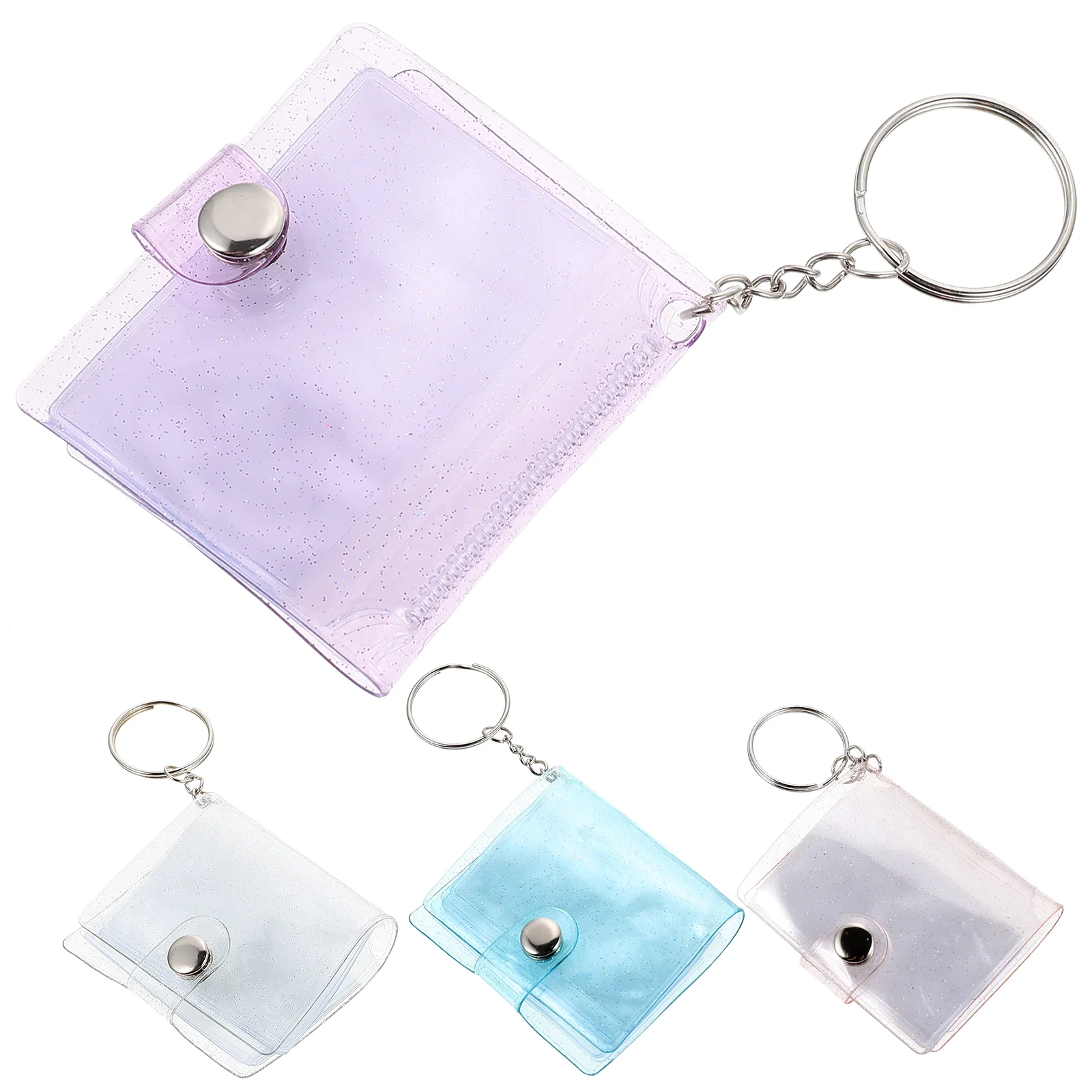 4 Pcs Photo Album Keychain Pendant Holder Frame Portable Keyring Pocket Pu Small