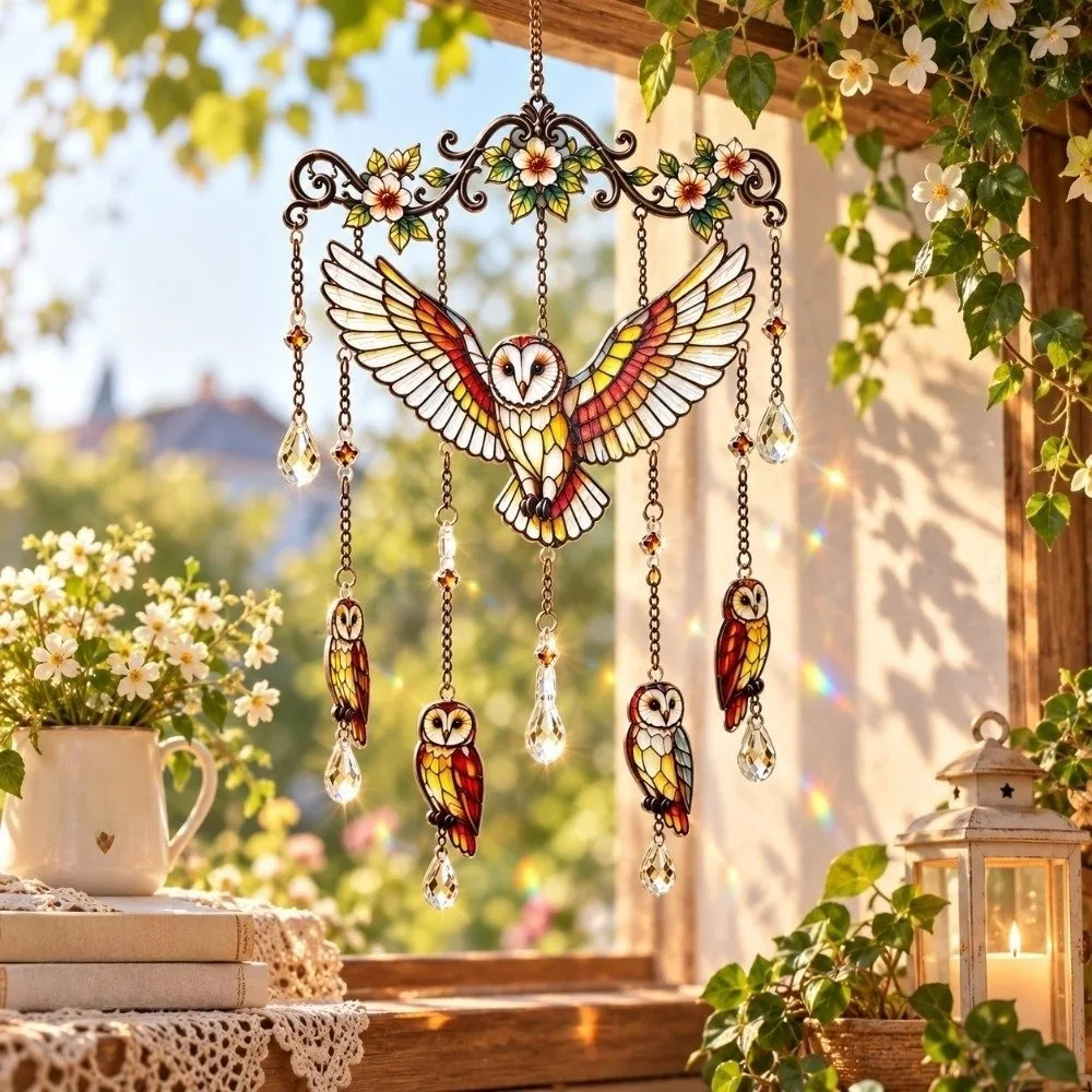 Whimsical Decor Colorful Hummingbird Wind Chime 2D Flat Acrylic Garden Pendant Decorative Bird Hanging Ornaments Indoor