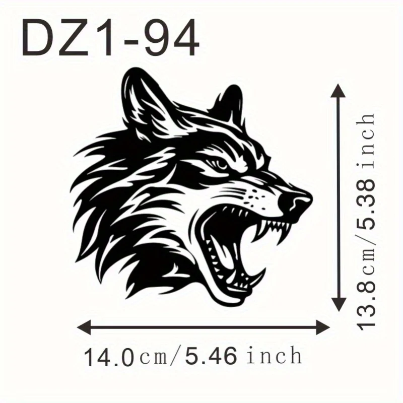 1Pc Wolf Head Motorcycle Sticker, Black & White Vinyl Decal, Waterproof & Scratch-Resistant for Cars, Trucks & Motorcycles