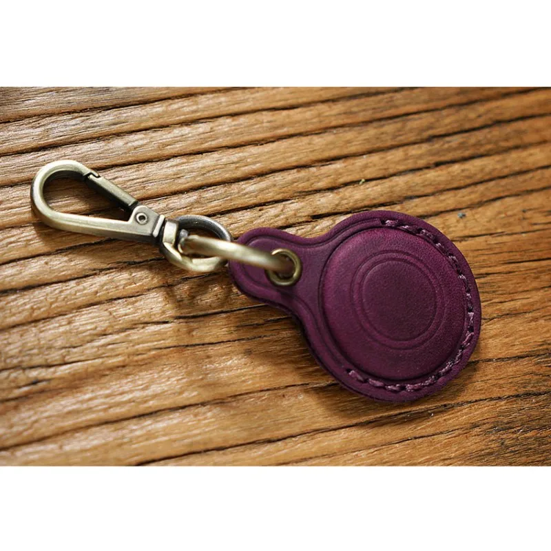 Abmf-capa de airtag de couro genuíno para airtag rastreador anti-perdido chaveiro manga protetora e capa elegante para airtag