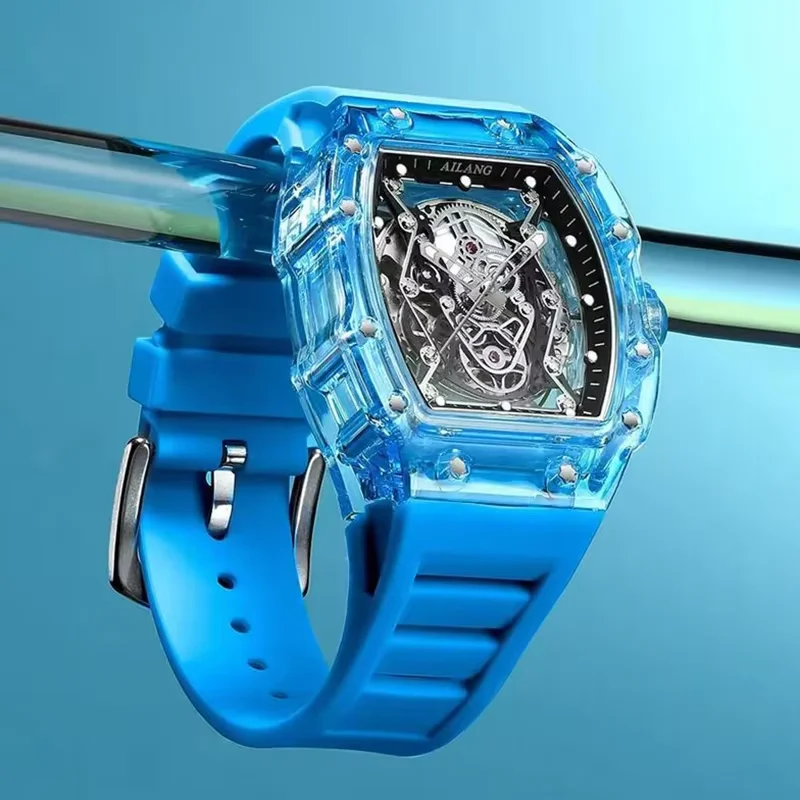 AILANG Men Fashion Sports Skeleton Tonneau Mechanical Watch Transparent Hollow Out Automatic Waterproof 3ATM 2026 Top 10 Watch