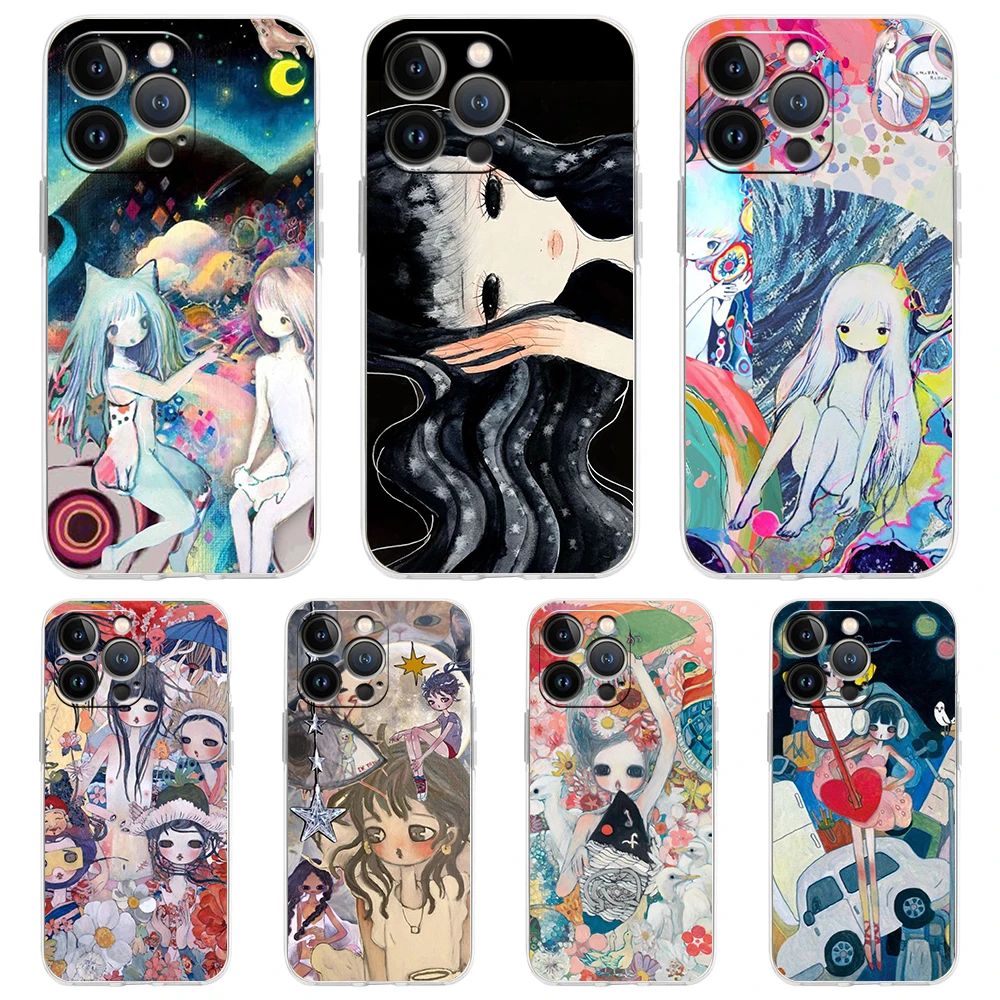 Aya Takano-funda de teléfono para iPhone, carcasa de TPU suave y transparente para iPhone 16, 15, 14, 13, 12 Pro Max, 11 Pro Max, 7, 8 Plus, XS, XR