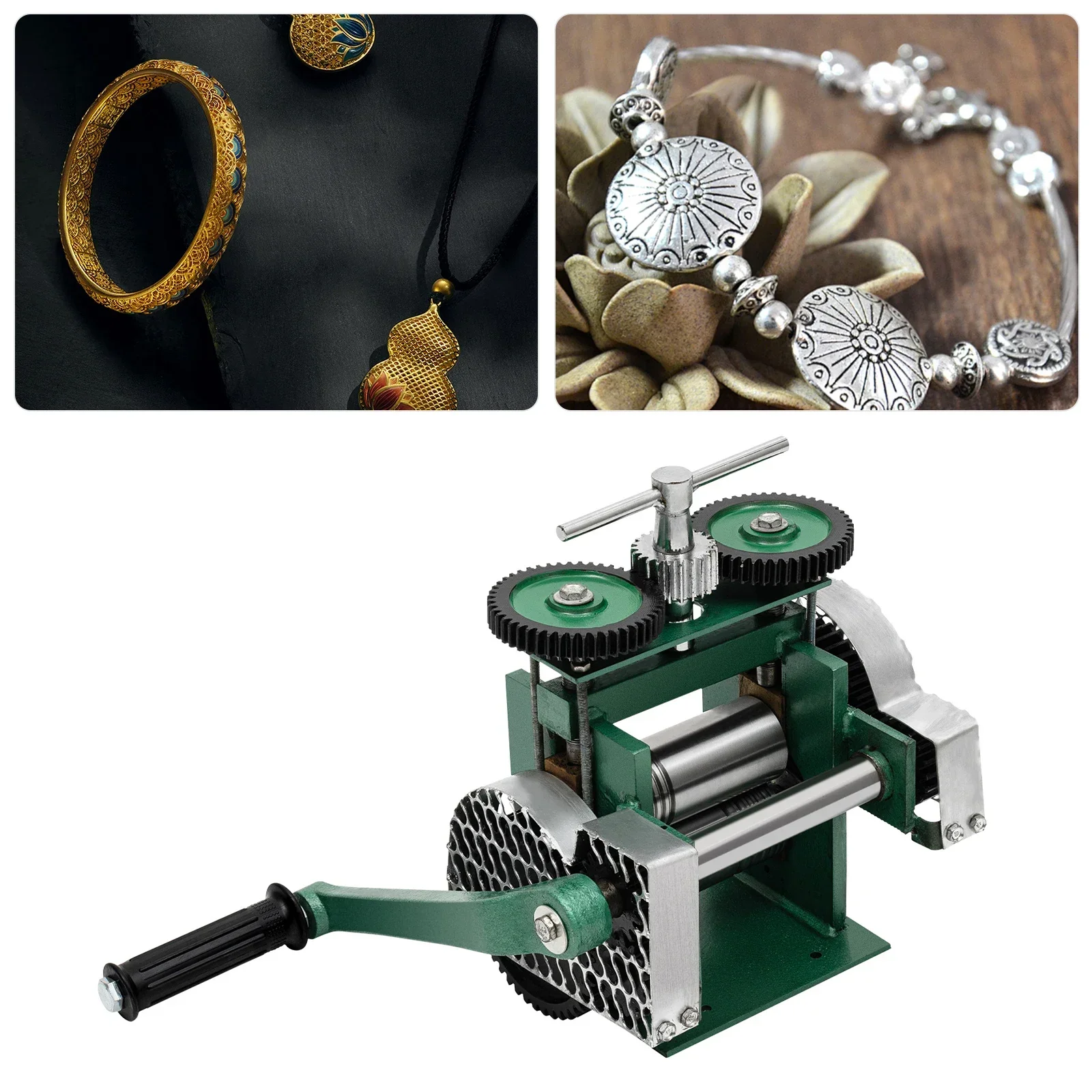 Máquina laminadora de joyería Manual, herramienta de rodillo de Metal con manivela, prensa media redonda plana cuadrada para oro, plata y cobre