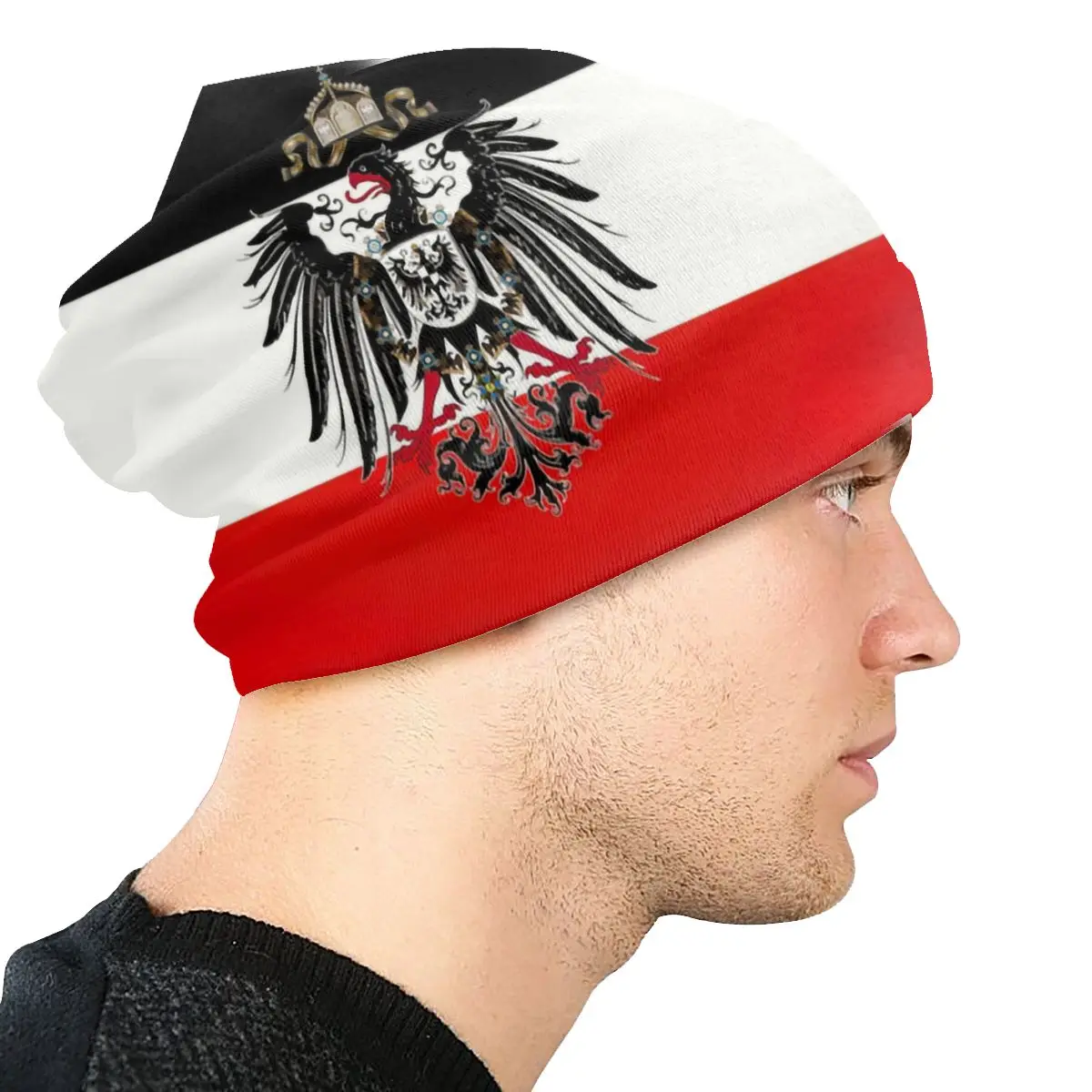 German Flag Empire Skullies Beanies Caps Unisex Bonnet Winter Warm Knitting Hat Adult Germany Eagle Coat of Arms Beanie Hats