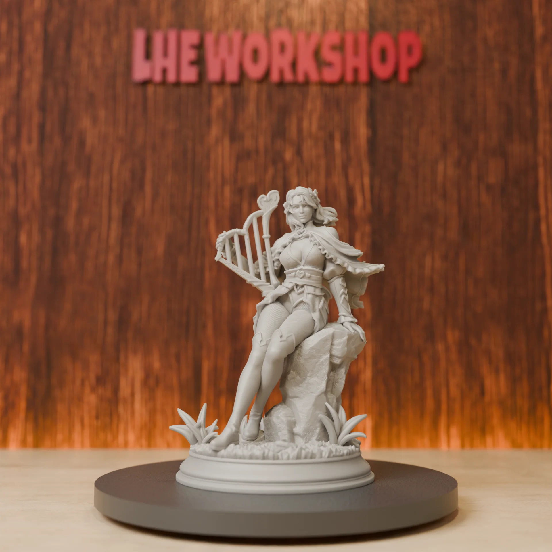 Bard of Hearts Miniatures | 28mm-75mm | Resin 3D Printed DND Pathfinder Mini | Unpainted Grey