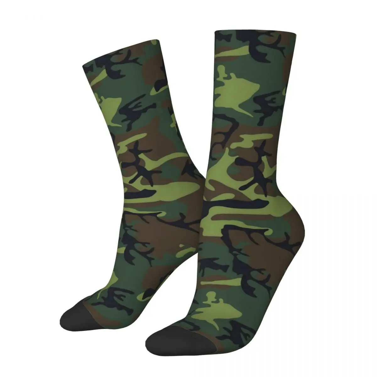 Army Camo Print Stockings Female Green Camouflage Socks Medium Soft Gothic Socks Autumn Cycling Anti Skid Graphic Socks Gift