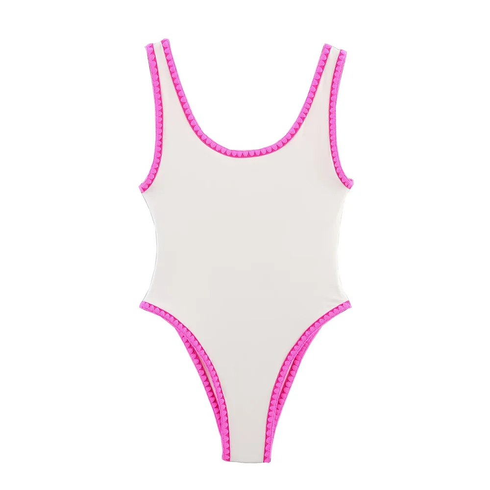 

Summer new casual round neck camisole with contrasting stitching stripes and accessories jumpsuit