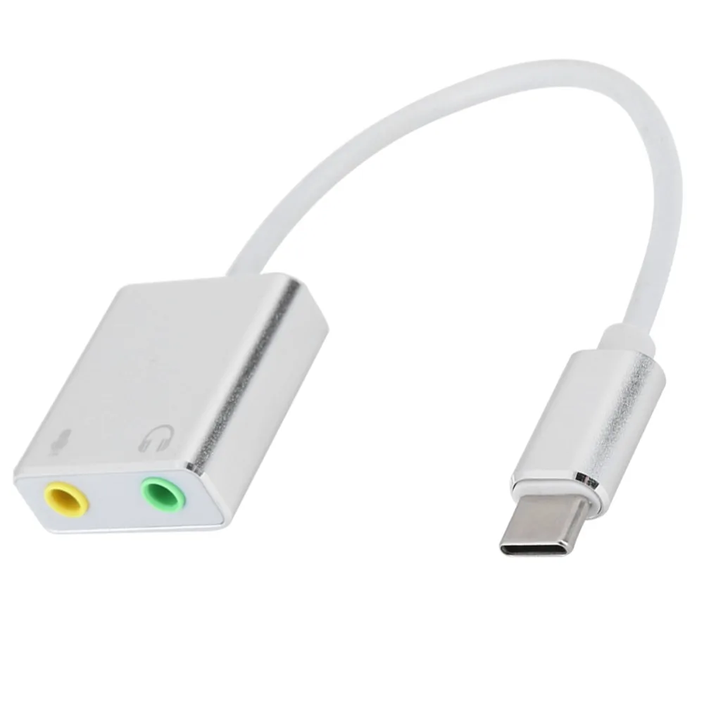 7.1 Channel USB Sound Card Plug and Play 3.5mm Female Type-C to 3.5mm Audio Adapter Aluminum Alloy No Drive