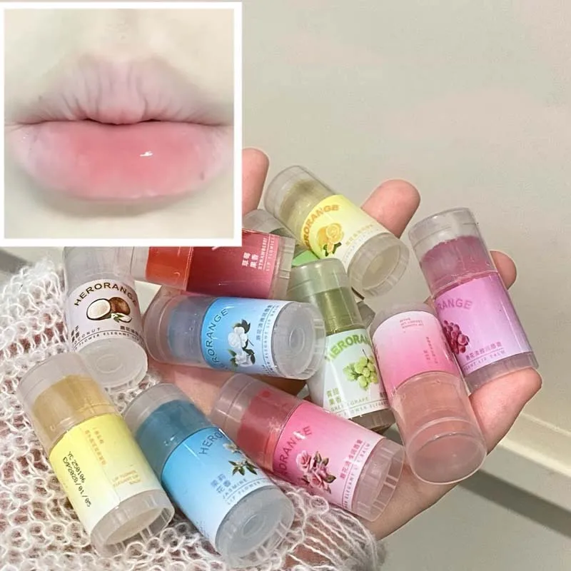 الفراولة لينة كاندي جيلي واضح بلسم الشفاه أحمر الشفاه النبات ترطيب تتلاشى خط الشفاه المضادة للتجفيف العناية بالشفاه تينت أحمر الشفاه الملون