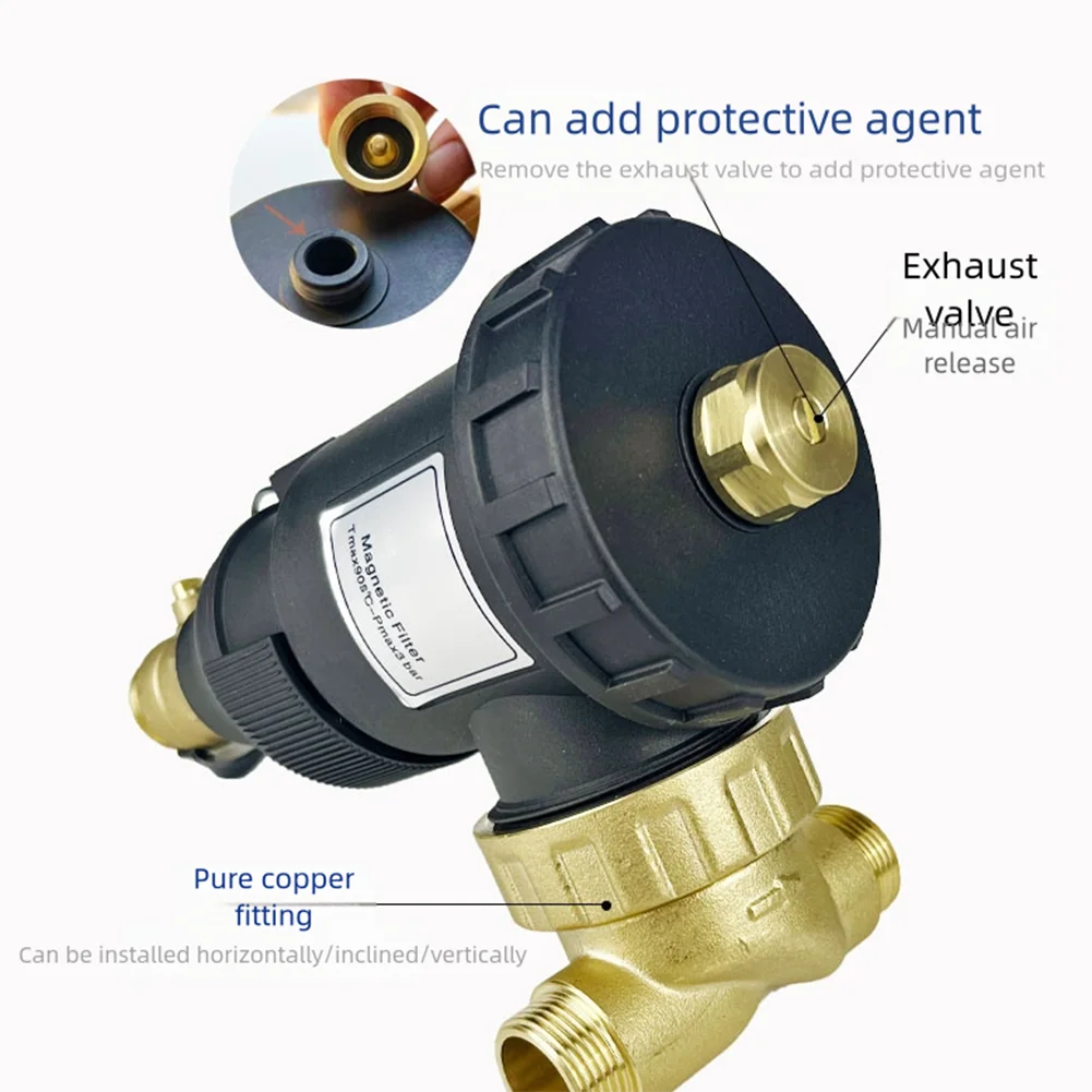 Magnetic Central Heating Water Filter DN20/DN25/DN32 Thread For Central Heating HVAC Systems Separates Sludge Scale Impurities