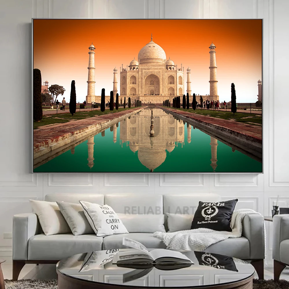 India Taj Mahal Pictures Canvas Painting Ancient Building Great Human Civilization Wall Art Landscape Posters for Living Room