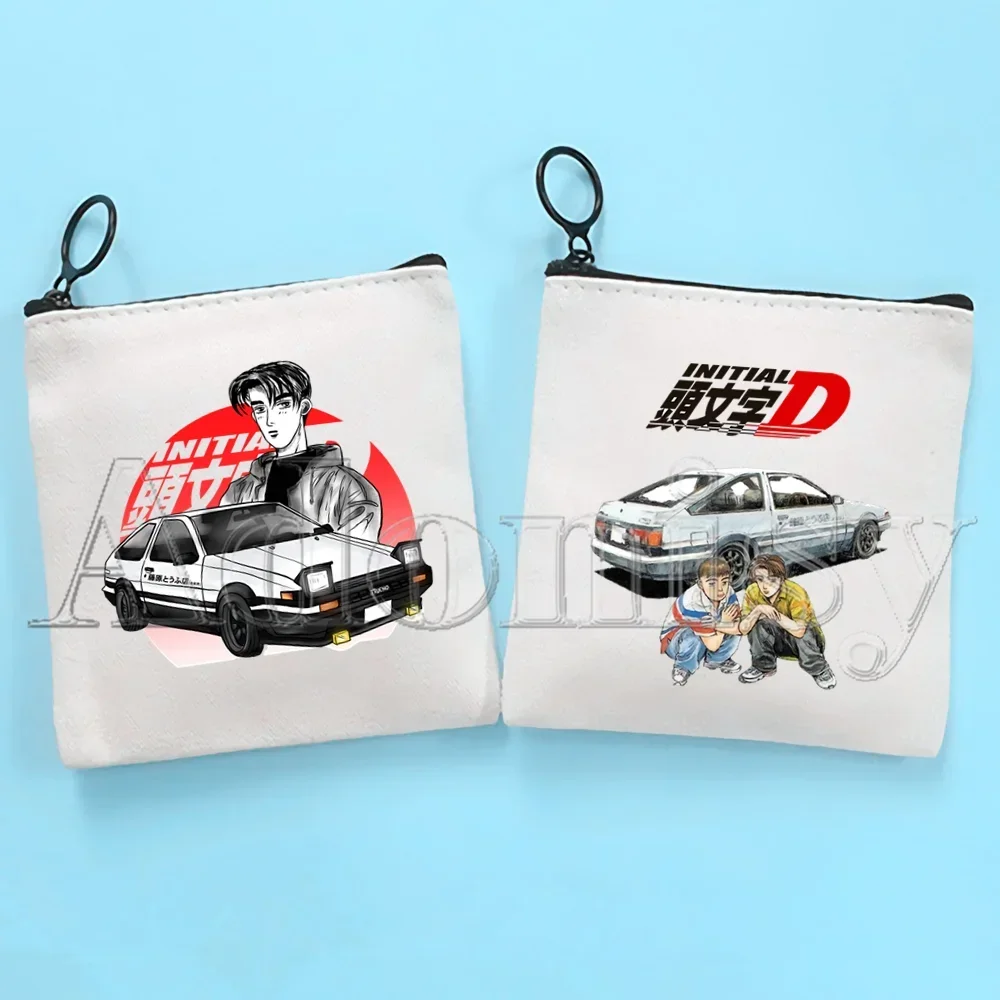 Drift AE86 Initial D 90s Fujiwara  Canvas Coin Purse Coin Purse Collection Canvas Bag Small Wallet Zipper Key Bag Hand Gift