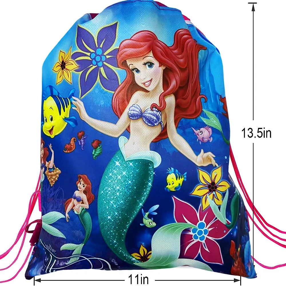 8/16/24/30/50PCS Cartoon Mermaid Theme Birthday Party Gifts Non-Woven Drawstring Bags Kids Girls Favor Swimming School Backpacks