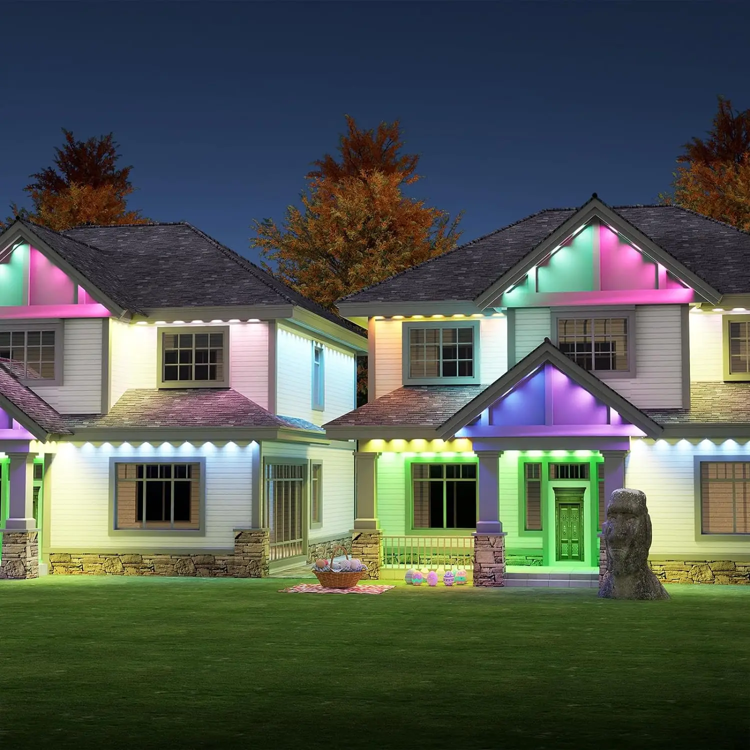 ضوء ليلي خارجي دائم ، ضوء RGB ذكي ، 90 LEDS ، IP65 مقاوم للماء أدى ضوء إيف ، 54 أوضاع المشهد