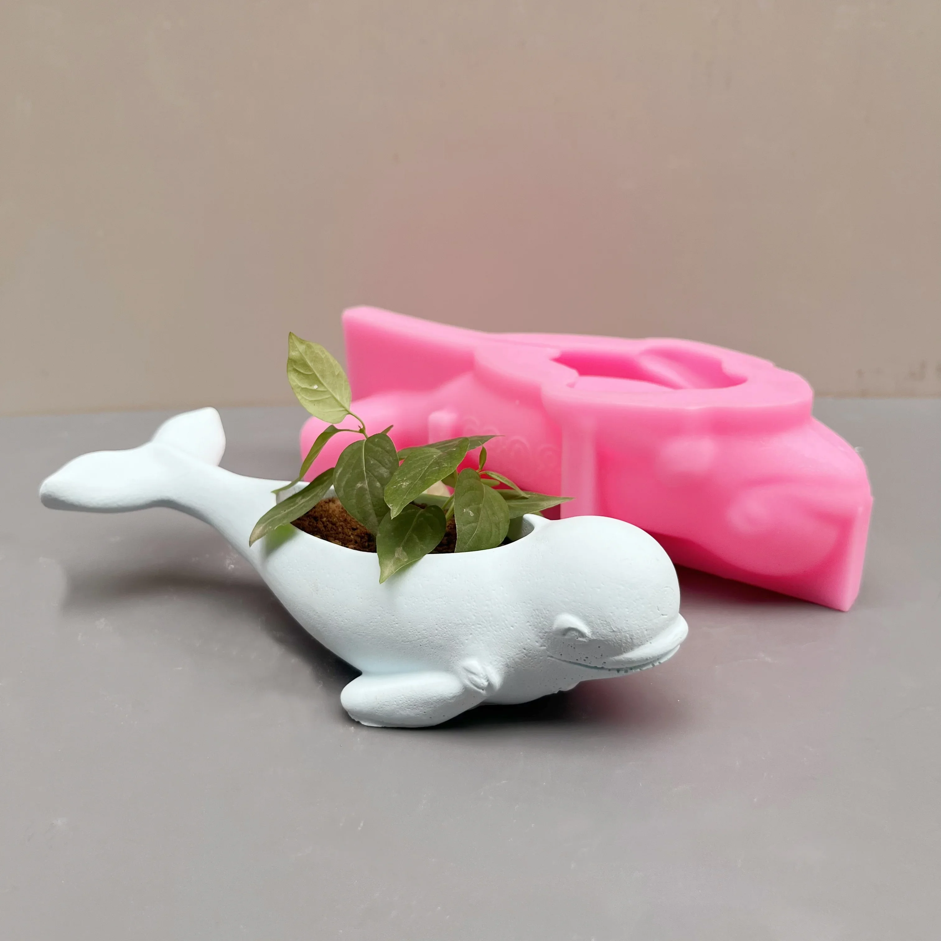 3D Large Cute Marine Animal Dolphin Meaty Plant Flower Pot Resin Silicone Mold Sea Lion Whale Candle Cup Concrete Gypsum Mold