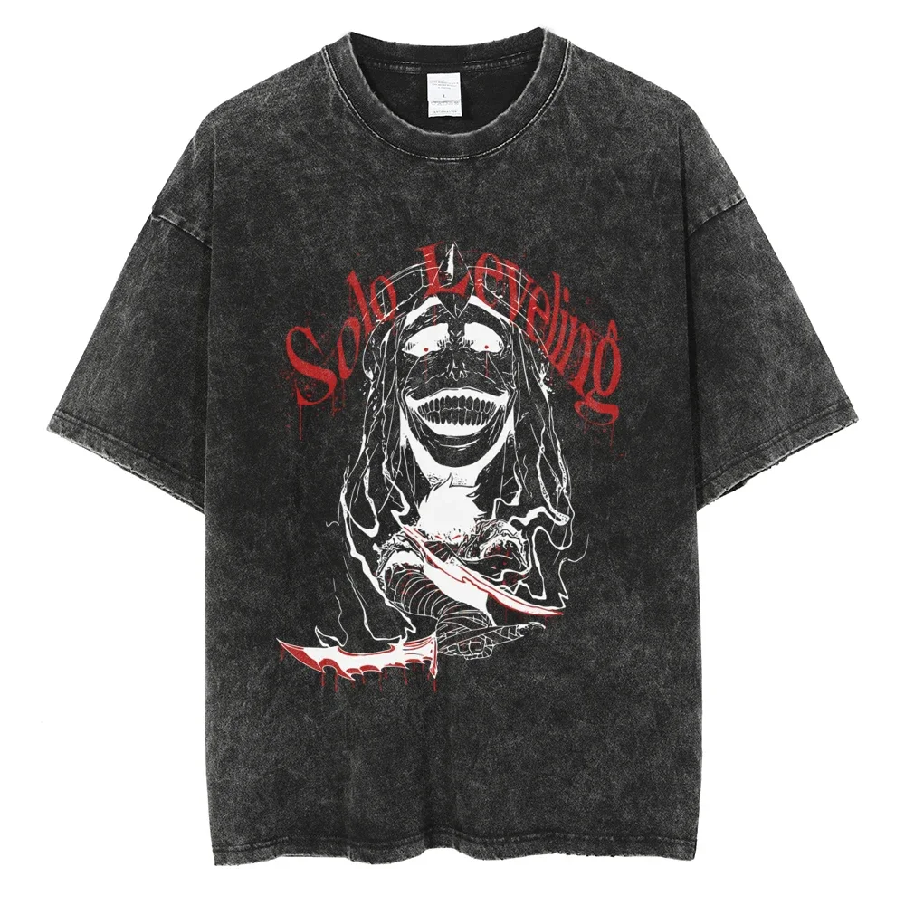 

Harajuku Streetwear Anime Graphic Print Tshirt Men Washed Vintage Casual T-Shirt Fashion Summer Short Sleeve Cotton Tee Unisex