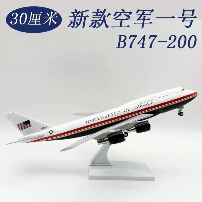 30CM Scale Aircraft New Air Force One B747-200 Plane Model Resin Collectible Airplane Models With Wheels Planes Collected Gift