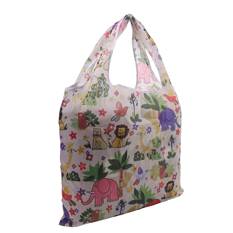 New Printing Foldable Recycle Shopping Bag Eco-Friendly Reusable Shopping Tote Bag Cartoon Floral Fruit Large Vegetable Grocery