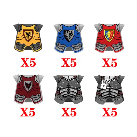 Medeltida Röd Lejon Slott Soldat Riddare MOC Väst Sköld Rustning Figur Tillbehör Vapen Byggstenar Militär Tegelsten Leksak B153 8 best sales Lego medeltida vapen - №5