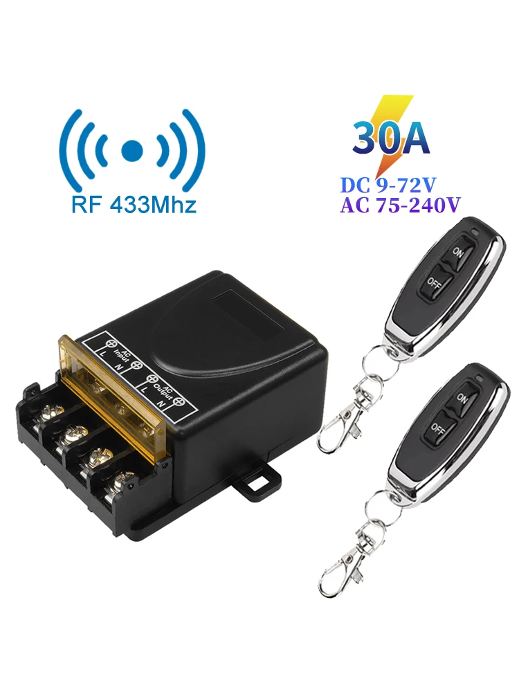 Commutateur de télécommande sans fil RF433Mhz, 12V 24V 220V 110V, relais récepteur émetteur pour pompe à eau, moteur, appareil électrique LED