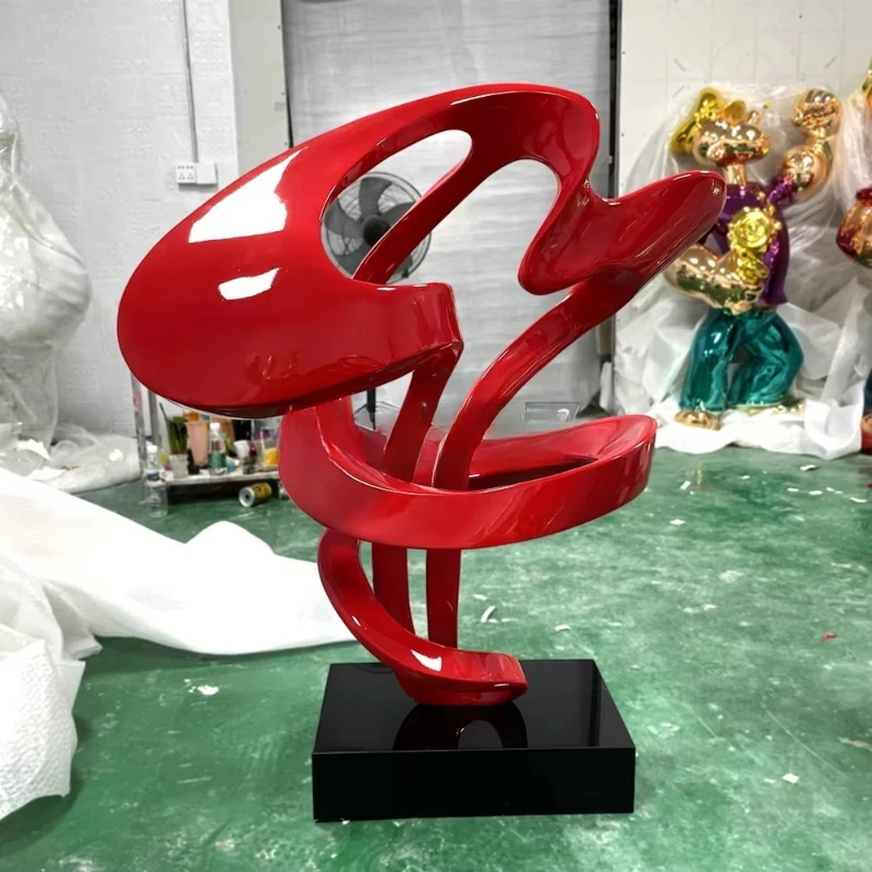 

Hot Selling Abstract Art Sculpture Ornament Red Ornament Metal Craft Store Home Resin Ornament