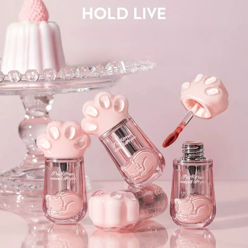HOLD LIVE Light Penetrating Lip Gloss Kitten Paw Mirror Fine Shimmering Long Lasting Moisturizing Lipstick